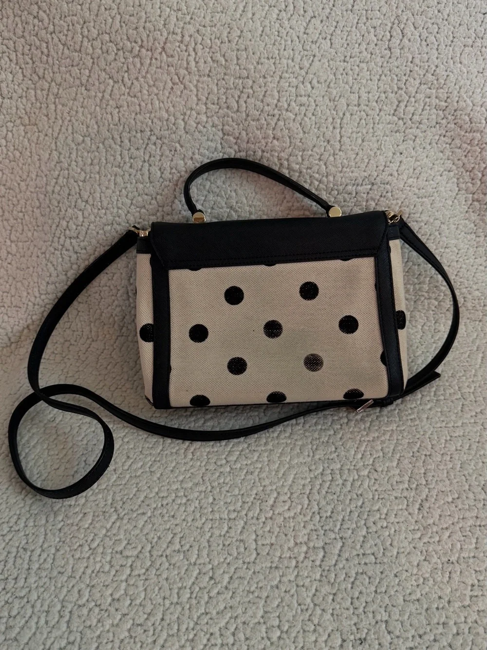 kate spade Black and Cream Polka Dot Crossbody Satchel